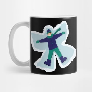 Boy making snow angel Mug